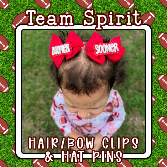 Team Spirit Hair/Bow Clips & Hat Pins